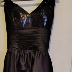 Gorgeous Strapless Black Dress with attached overskirt